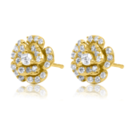 14K Gold Moissanite Diamond Rose Earring Stud - Image 2