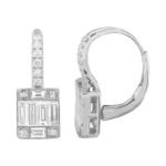 14K Gold Moissanite Diamond Illusion Drop Hoop Earrings - Image 2