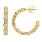 14K金莫桑石鑽石環形耳環