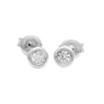 18k Solid Gold Bezel Birthstone Stud Earring - Image 23