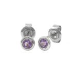 18k Solid Gold Bezel Birthstone Stud Earring - Image 16