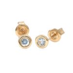 18k Solid Gold Bezel Birthstone Stud Earring - Image 9