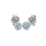 18k Solid Gold Bezel Birthstone Stud Earring - Image 11