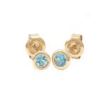 18k Solid Gold Bezel Birthstone Stud Earring - Image 8
