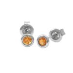 18k Solid Gold Bezel Birthstone Stud Earring - Image 21