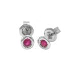18k Solid Gold Bezel Birthstone Stud Earring - Image 14
