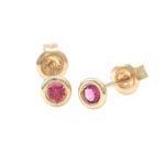 18k Solid Gold Bezel Birthstone Stud Earring - Image 3