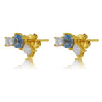 18k Solid Gold Diamond Blue Sapphire Climber Earring - Image 3