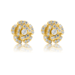 14K Gold Moissanite Diamond Rose Earring Stud