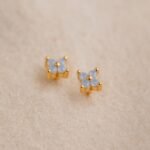 The Karat Store Light Opal Flower Natural Diamond Stud Earring - Image 2