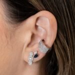 14K Solid Gold Double Marquise Diamond and Sapphire Earring Stud - Image 2