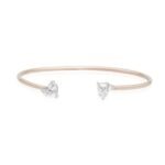 14K Gold  Lab Grown Double Heart Bangle