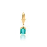 14K Solid Gold Emerald Baguette Clasp Pendant