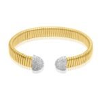18k Gold Flexible Pave Moissanite Diamond Round Bangle