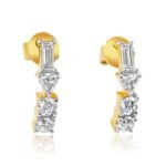 14K Gold Multi Shape Moissanite Diamond Earring - Image 3
