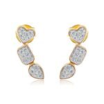 14K Gold Pave Multi Shape Moissanite Diamond Climber Earring
