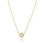 18k Gold Moissanite Diamond Illusion Heart Chain Necklace