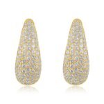 14K Gold Pave Lab Grown Diamond Hoop Earrings - Image 3