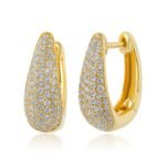 14K Gold Pave Lab Grown Diamond Hoop Earrings