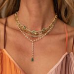 18k Gold  Square Prong Diamond Necklace - Image 2