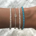 18k Solid Gold Pearl Bracelet - Image 2