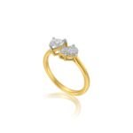 14K Gold  Diamond Pear Heart Lab Grown Ring - Image 3