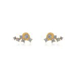 18k Gold Moissanite Diamond Cluster Climber Earring