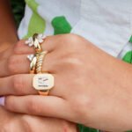 14K Gold  Diamond Initial Signet Ring - Image 2