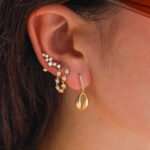 18k Gold Moissanite Diamond Cluster Climber Earring - Image 2