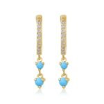 18k 純金雙綠松石吊墜耳環