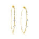 14K Gold Lab Grown Multi Diamond Prong Large Hoop Earring