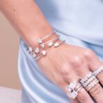 14K Gold  Lab Grown Double Heart Bangle - Image 2