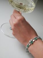 18k Solid Gold Diamond Emerald Baguette Illusion Tennis Bracelet - Image 2