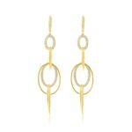 14K 金莫桑石鑽石多橢圓形吊墜耳環