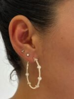 14K Gold Moissanite Diamond In And Out Hoop Earrings - Image 2