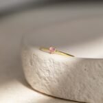 18K Solid Gold Tiny Heart Birthstone Ring - Image 2