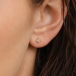 The Karat Store Light Opal Flower Natural Diamond Stud Earring