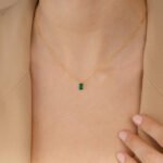 18k純金祖母綠寶石簡約金項鍊