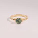 14K Solid Gold Hexagon Moss Agate Celtic Ring - Image 5