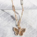 14K Solid Gold Multi Mother of Pearl Rectangle Necklace - Image 2