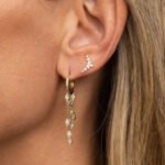 14K Gold Moissanite Diamond Lotus Climber Earring - Image 2