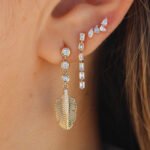 14K Gold Moissanite Diamond Cluster Pear Earring - Image 2
