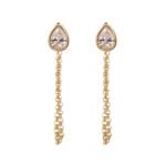 18k金鑲邊天然鑽石梨形鏈環耳環