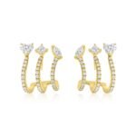 18k金天然鑽石多形狀籠形耳環