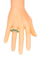 18K Solid Gold Natural Emerald and Diamond Eternity Band - Image 6