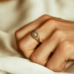 14K Gold Natural Diamond Pinky Signet Ring - Image 2