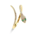 14K Solid Gold Diamond Snake Ring - Image 4