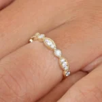 18K Solid Gold Vintage Style Diamond Wedding Ring - Image 2