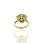 18K Solid Gold Jade And Diamond Heart Ring - Image 10