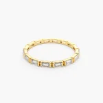 14K Solid Gold Bar Setting Baguette Diamond Eternity Ring - Image 3